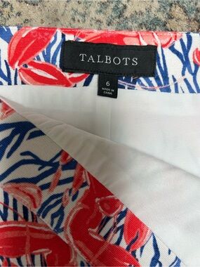 Talbots Coral and Navy Floral Skirt